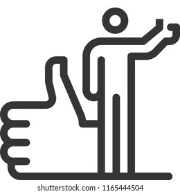 Thumbs up, bold line stick figure icon. The illustration is vector, editable stroke, 48x48 pixel perfect. Crafted with precision and eye for quality.