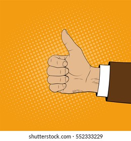 Thumbs up. Comic style illustration. Vector