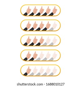 Thumbs up. Customer evaluation. Customer review rating. Vector stock illustration.