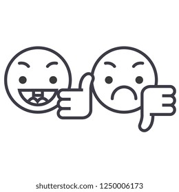 Thumbs Up, Down Emoji Concept Line Editable Vector, Concept Icon. Thumbs Up, Down Emoji Concept Linear Emotion Illustration