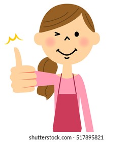 Thumbs up, the female of the apron