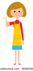 Thumbs up, the female of the apron