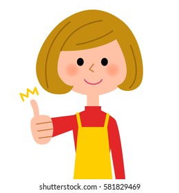 Thumbs up, the female of the apron