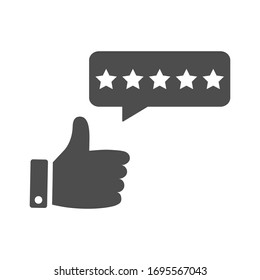 
Thumbs up. Five star rating linear icon. Thin line illustration. Vector isolated outline icon. 