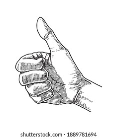 Aufstosser, Handgestur, handgezeichnete Illustration, Vektorgrafik