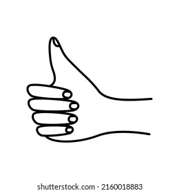 Thumbs up, hand gesture shows ok, approval, vector illustration of isolate on white