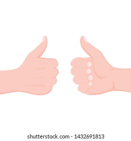 Thumbs up: hand on one side and the other