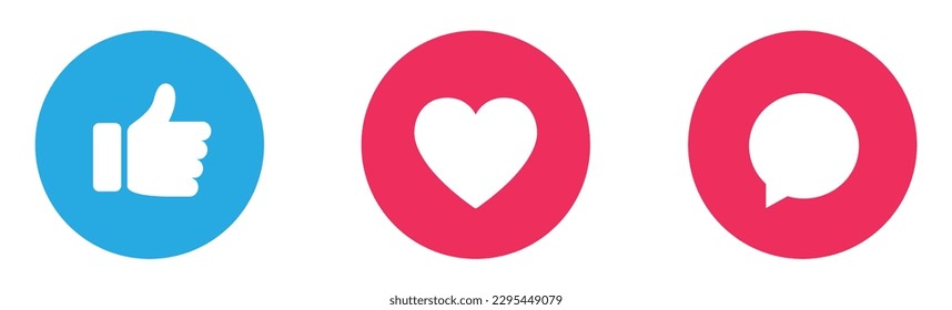 Me levanto, corazón y comenta. Buton para los medios sociales. Como los iconos de las redes sociales. Como, pulgar arriba y colección de corazón.