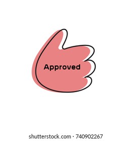 Thumbs up. Icon approved. Cartoon thumbs up. Stock vector
