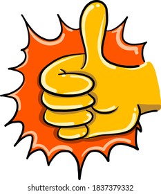 Thumbs up, illustration, vector on white background