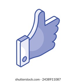 Thumbs up, an isometric icon of customer feedback ready to use vector
