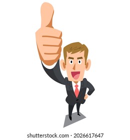 Thumbs up, light-haired man in a suit
