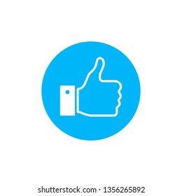 Thumbs up. Like icon. Flat vector illustration.