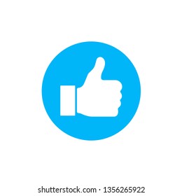 Thumbs up. Like icon. Flat vector illustration.