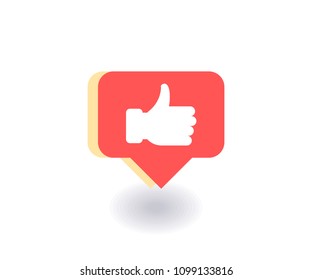 Thumbs up, like icon, vector symbol in flat style isolated on red background. Social media illustration.