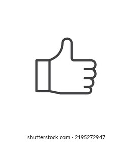 Pulgares arriba, como el icono de línea. signo de estilo lineal para concepto móvil y diseño web. Muestra el icono del vector de contorno de gesto hacia arriba. Símbolo, ilustración del logotipo. Gráficos vectoriales