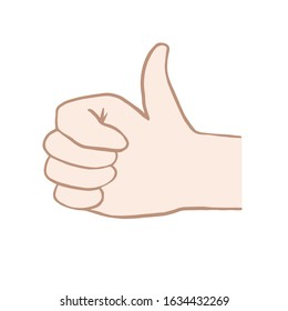 Thumbs up. Like symbol. Vector color sketch drawing in doodle style.