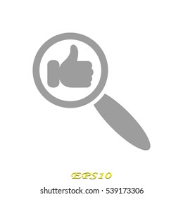 thumbs up, magnifier, icon, vector illustration EPS 10