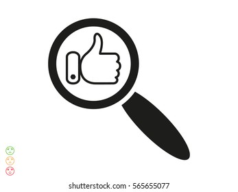 thumbs up, magnifier, icon, vector illustration eps10