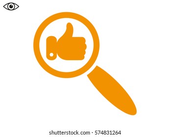 thumbs up, magnifier, icon, vector illustration eps10