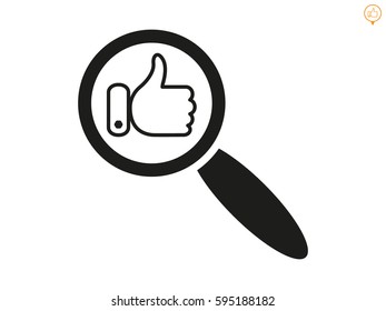 thumbs up, magnifier, icon, vector illustration eps10