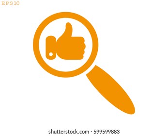 thumbs up, magnifier, icon, vector illustration eps10