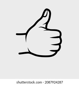 Thumbs up, okey, OK, good, succes. vector line art. sign, icon.