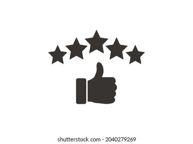 Thumbs up, rating, stars icon. Vector illustration. flat design.