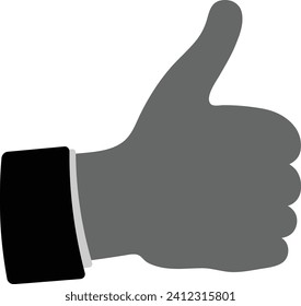 Thumbs Up. Social media and network concept.Hand raising thumb up as symbol of positive feedback, approval or agreement flat vector illustration. Greeting, gesturing concept. Silhouette Thumbs Up