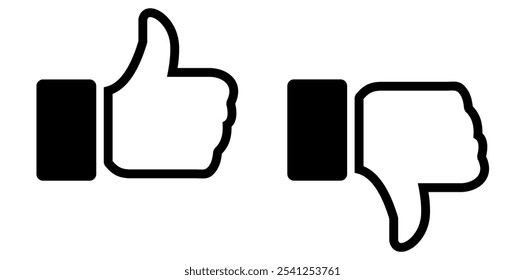 Thumbs Up, Thumb Down, Like, Dislike Icon On White Background.