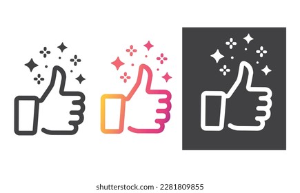 Thumbs up, vector icon, like symbol.