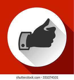 Thumbs up, white round buttons on color background
