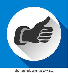 Thumbs up, white round buttons on color background