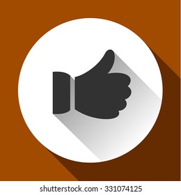 Thumbs up, white round buttons on color background