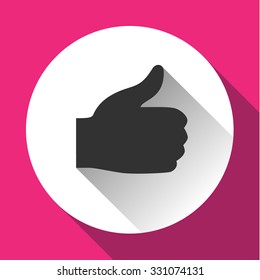 Thumbs up, white round buttons on color background