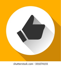 Thumbs up, white round buttons on color background