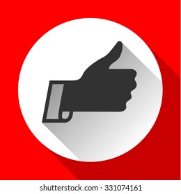 Thumbs up, white round buttons on color background
