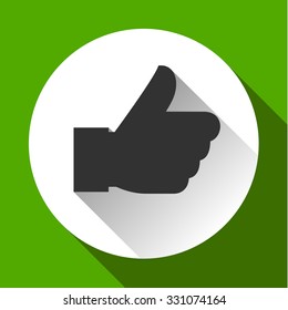 Thumbs up, white round buttons on color background