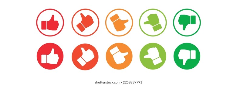 Thumbs up\down vector set. Modern vector icon design template illustration