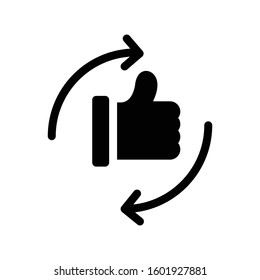 thumbs up vector glyph flat icon 