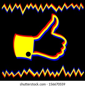 Thumbs Up vector icon - 3D movie effect