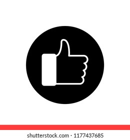 Thumbs up vector icon, hand symbol. Simple, flat design for web or mobile app
