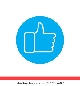 Thumbs up vector icon, hand symbol. Simple, flat design for web or mobile app