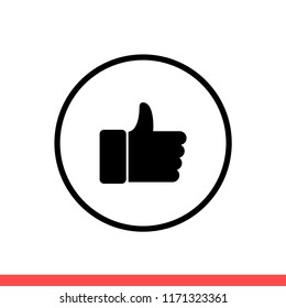 Thumbs up vector icon, like symbol. Simple, flat design for web or mobile app