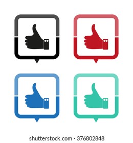 Thumbs up - vector icon; map pointer;  message bubble
