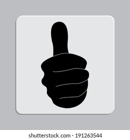 thumbs up - vector icon on a grey flat button