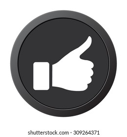 thumbs up - vector icon on a grey button