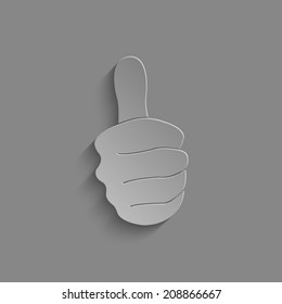 thumbs up - vector icon with shadow on a grey background