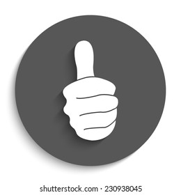 thumbs up  - vector icon with shadow on a round grey button