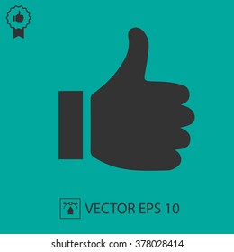 Thumbs up vector icon. Simple vector silhouette vector symbol EPS 10.